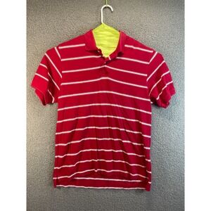 Faded Glory Men's Short Sleeve Striped Polo‎ Shirt Red Size Large 100% Cotton
